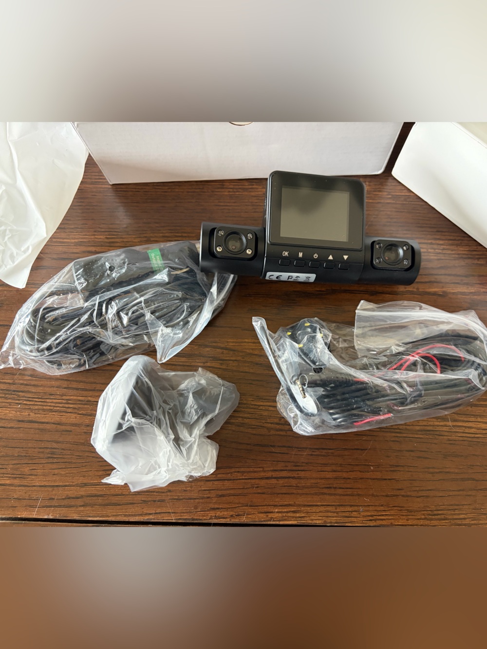 Dual Lens Black Car Dash Camera with LCD Screen